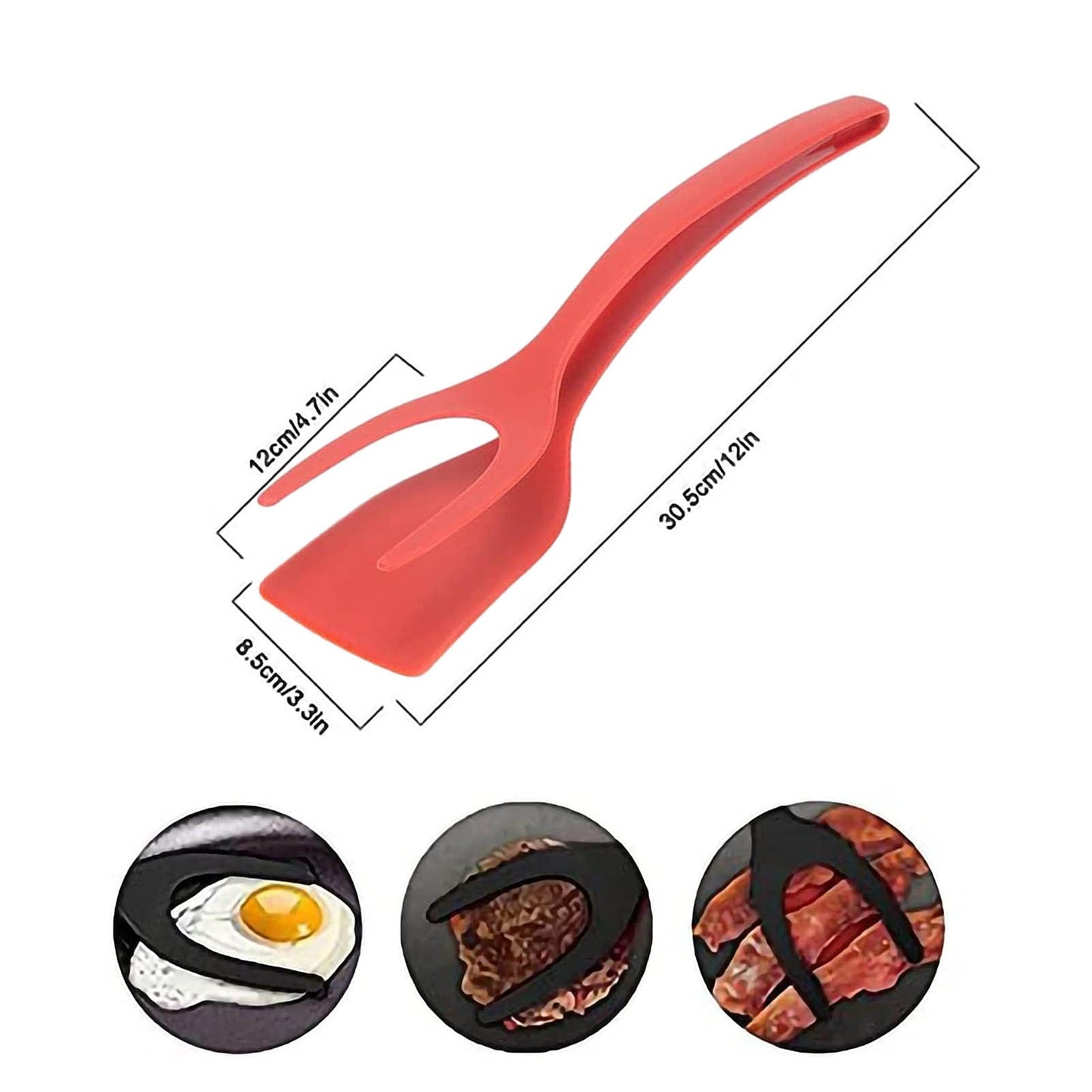 Egg Spatula, Grip and Flipp Tongs Spatula, Fried Eggs Turners, 2 in 1 Omelette Clamp, Frying Turning Grilling Kitchen Cooking Tool for Omelette, Pancake, Steak, Fish, and Egg Ziurmut