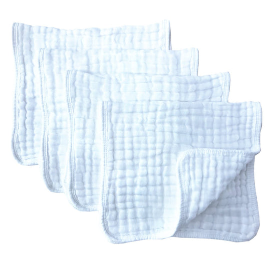 Synrroe Muslin Burp Cloths 4 Pack Large 20" by 10" 100% Cotton 6 Layers Extra Absorbent and Soft