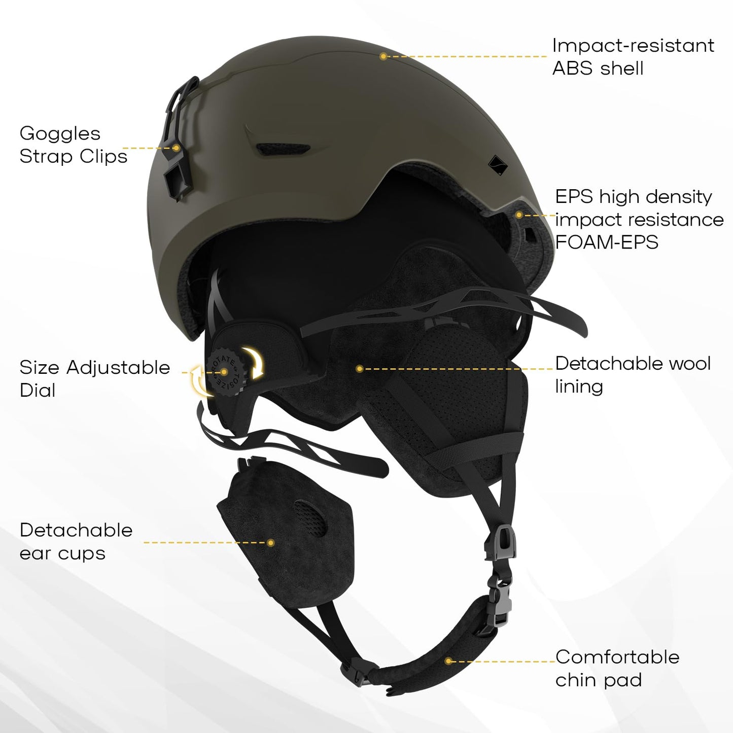 DBIO Snowboard Helmet, Ski Helmet for Adults-with 9 Vents, ABS Shell and EPS Foam, Snow Helmets for Men and Women Youth