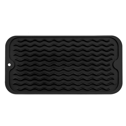 MicoYang Silicone Dish Drying Mat for Multiple Usage,Easy clean,Eco-friendly,Heat-resistant Silicone Mat for Kitchen Counter,Sink,Bar,Bottle,or Cup Black S 12 inches x 6 inches