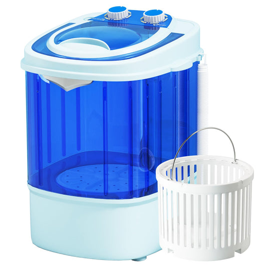 INTERGREAT Portable Washing Machine, 11 Lbs Mini Small Washer Machine, Single Tub Laundry Washer for Apartments, Dorms,Traveling, RV, Blue