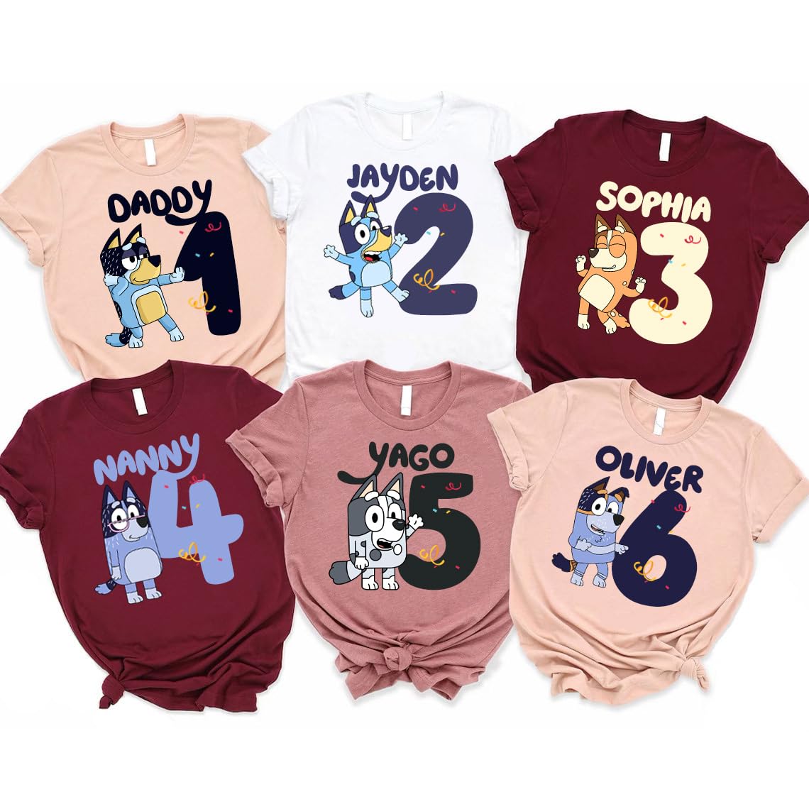 Personalized Family Birthday Shirt, Matching Birthday Shirts for Family, Friends Matching Shirt, Custom Name Birthday T-Shirt for Kids Toddler, Cartoon Characters Shirts