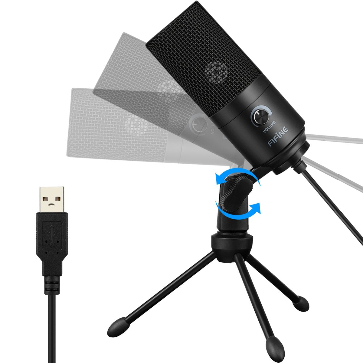 FIFINE USB Microphone, Metal Condenser Recording Microphone for Laptop MAC or Windows Cardioid Studio Recording Vocals, Voice Overs,Streaming Broadcast and YouTube Videos-K669B