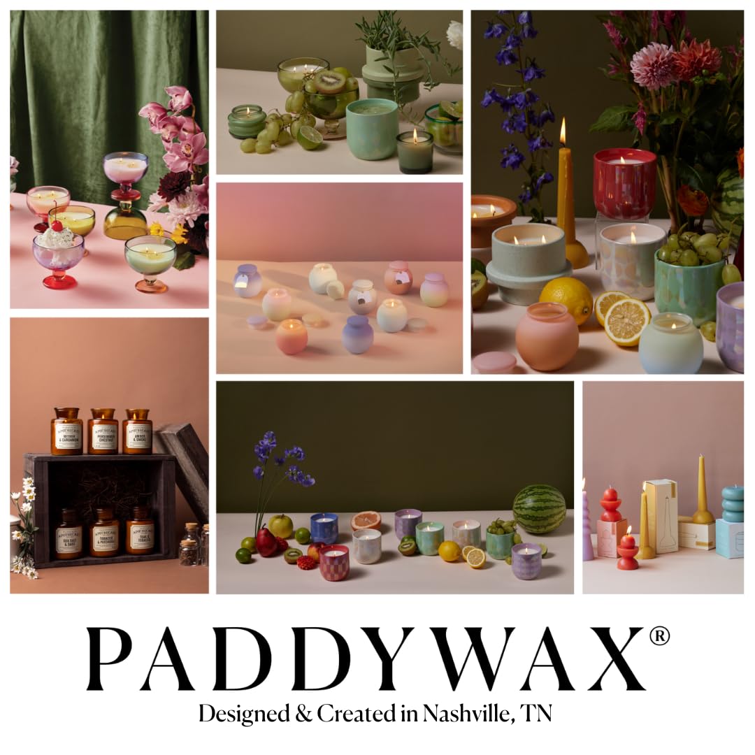 Paddywax Color Block Artisan Hand-Poured Scented Candle, 16-Ounce, Purple/Orange - Violet & Vanilla