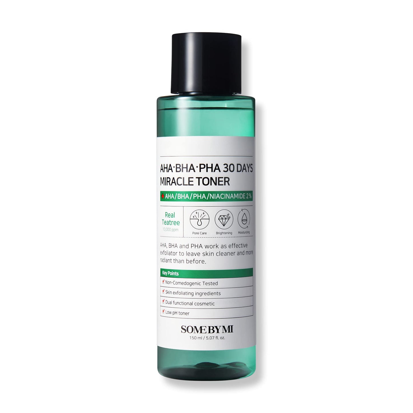 SOME BY MI AHA BHA PHA 30 Days Miracle Toner - 5.07Oz, 150ml - Made from Tea Tree Leaf Water for Sensitive Skin - Mild Exfoliating Daily Face Toner - Acne, Sebum and Oiliness Care - Korean Skin Care