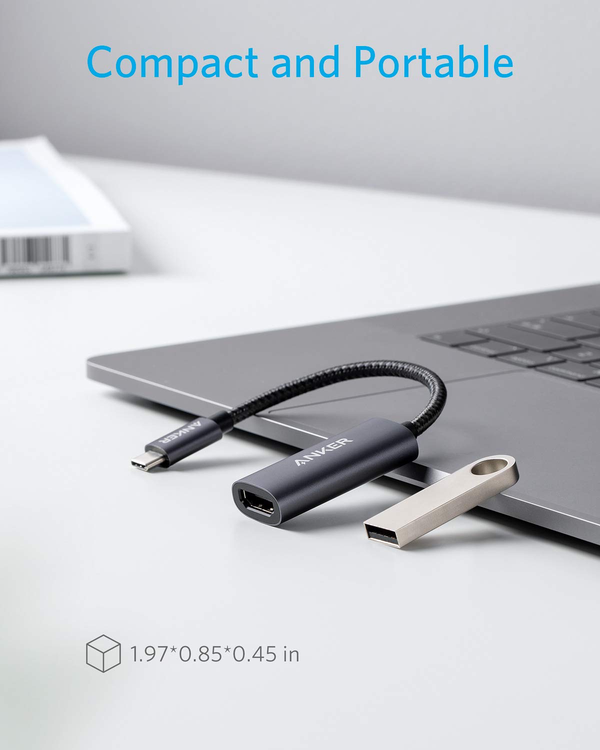 Anker USB C to HDMI Adapter (@60Hz), 310 USB-C (4K HDMI), Aluminum, Portable, for MacBook Pro, Air, iPad pROPixelbook, XPS, Galaxy, and More