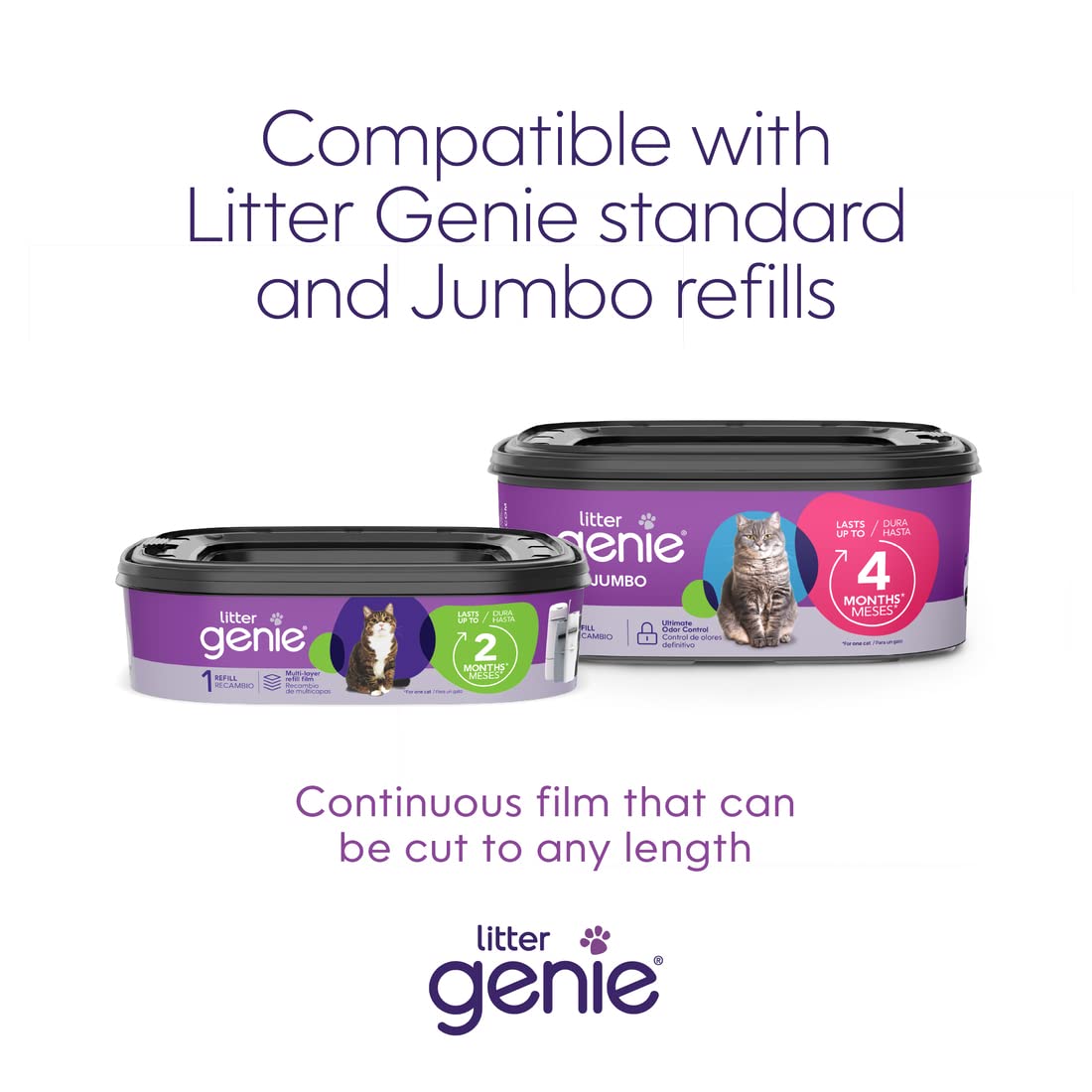 Litter Genie Plus Pail (Black) | Cat Litter Box Waste Disposal System for Odor Control | Includes 1 Square Refill Bag