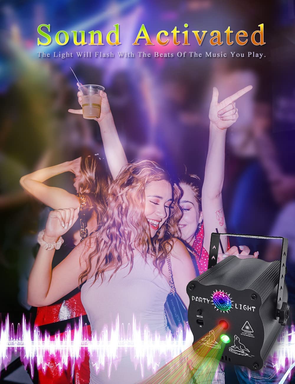 Party Lights Dj Disco Lights, Sound Activated Lights with Remote Control for Dance Party Karaoke Living Room Pub