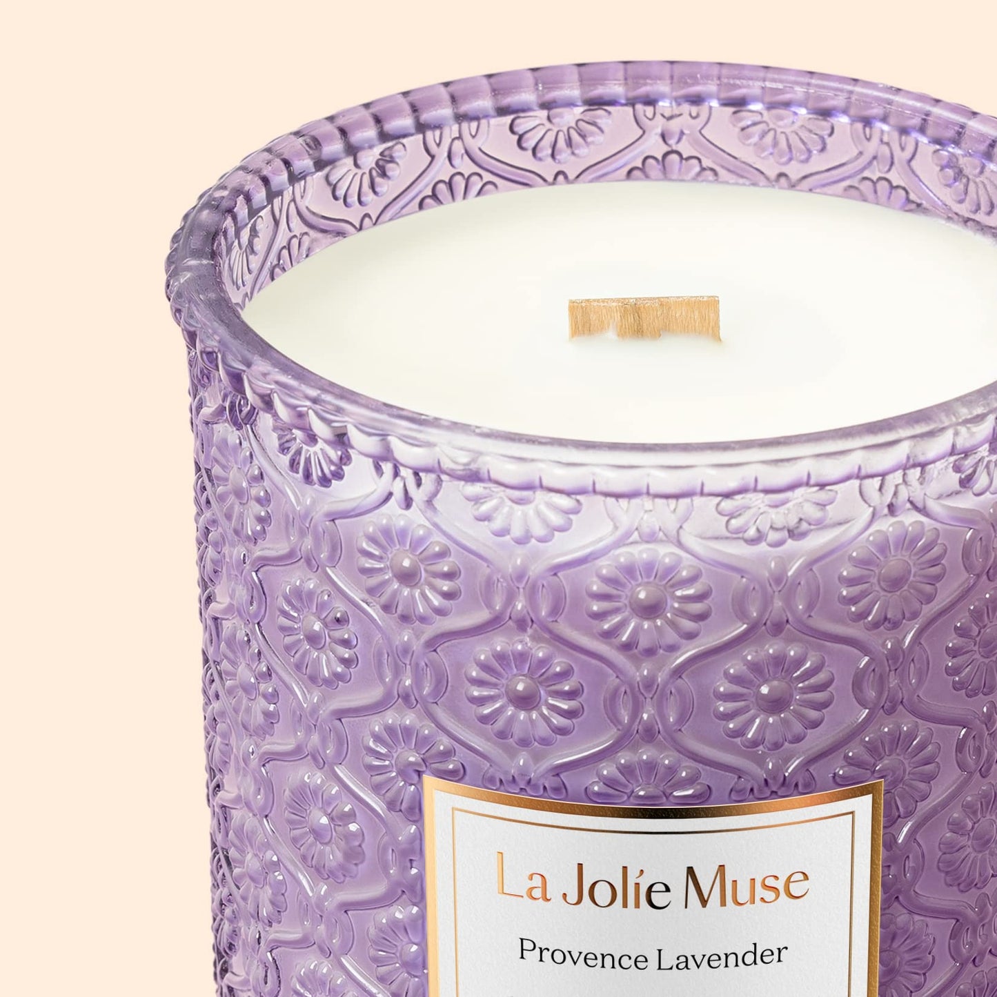 LA JOLIE MUSE Lavender Candle, Valentines Day Gifts for Her, Large Natural Soy Candle, 90 Hours Burning Time, Wood Wicked Candle, Aromatherapy Candle Gifts for Women, Luxury Candles for Home