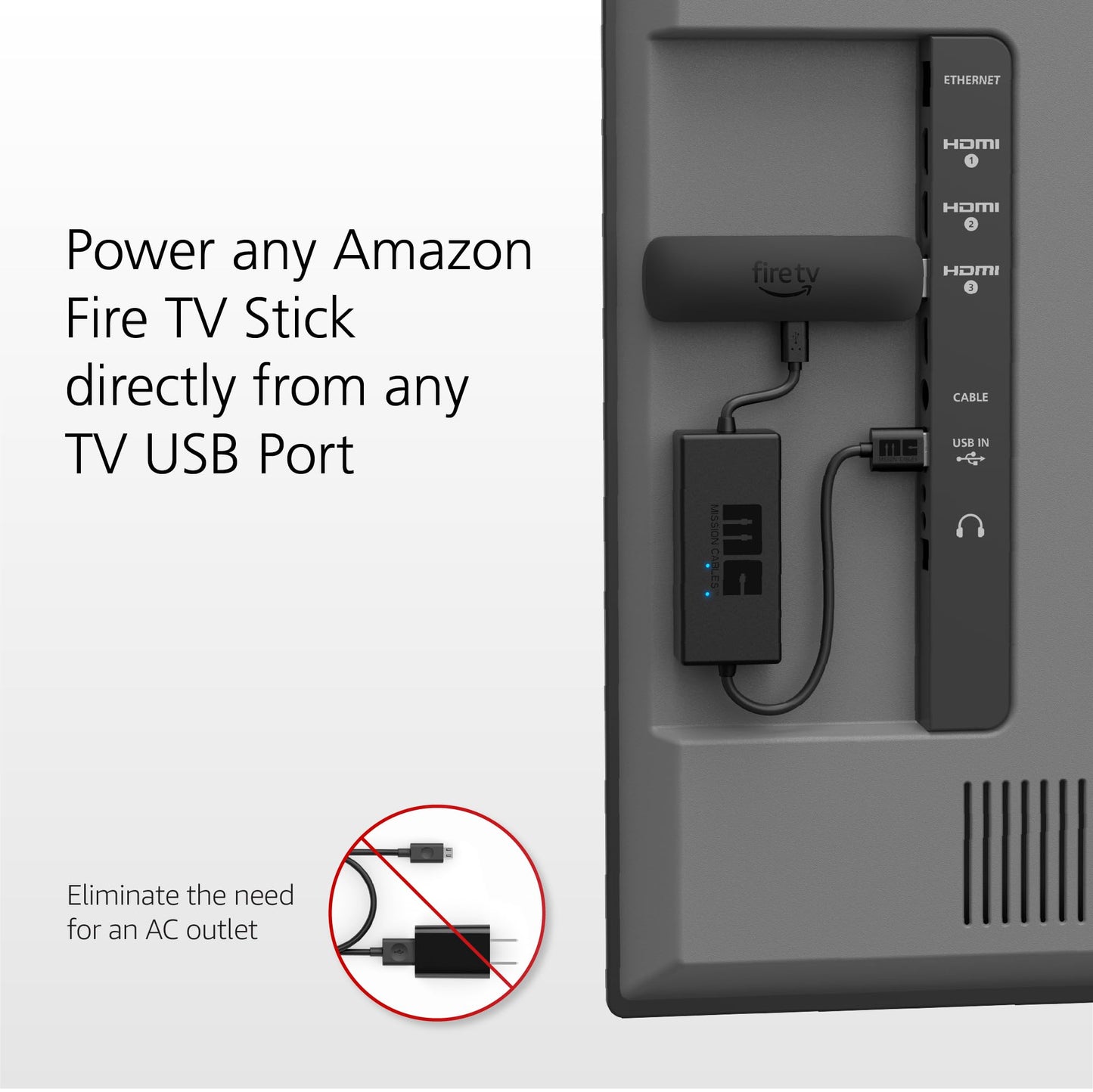 Made for Amazon, USB Power Cable (Eliminates the Need for AC Adapter)