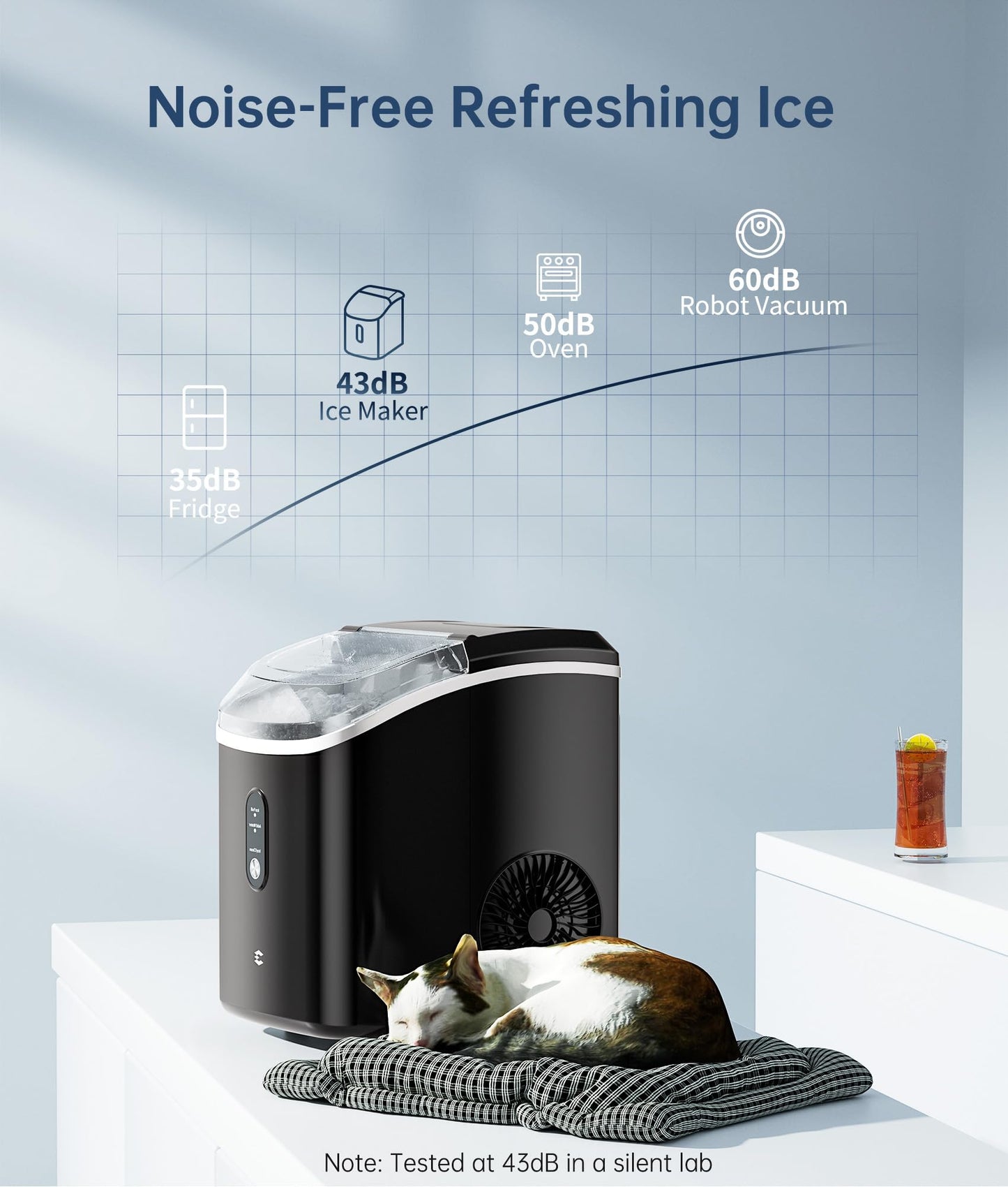 EASYERA Nugget Ice Maker Countertop,Chewable Pellet Ice, 33LBS/24H,Compact Self-Cleaning Ice Machine with Ice Bags，Pebble Ice Maker for Home, Kitchen, RV, Camping