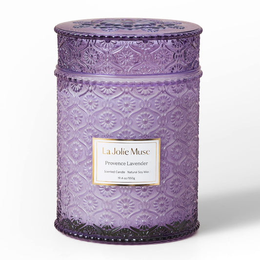 LA JOLIE MUSE Lavender Candle, Valentines Day Gifts for Her, Large Natural Soy Candle, 90 Hours Burning Time, Wood Wicked Candle, Aromatherapy Candle Gifts for Women, Luxury Candles for Home