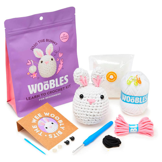 The Woobles Beginners Crochet Kit with Easy Peasy Yarn as seen on Shark Tank - for Step-by-Step Video Tutorials JoJo Bunny