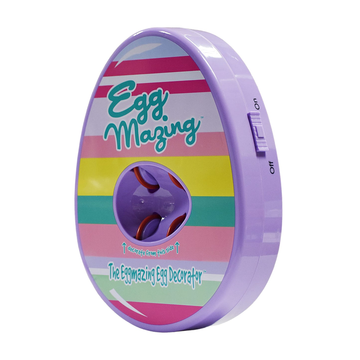 The Eggmazing Egg Decorator Easter Egg Decorator Kit - Arts and Crafts Set - Includes Egg Decorating Spinner and 8 Colorful Quick Drying Non Toxic Markers (Purple)