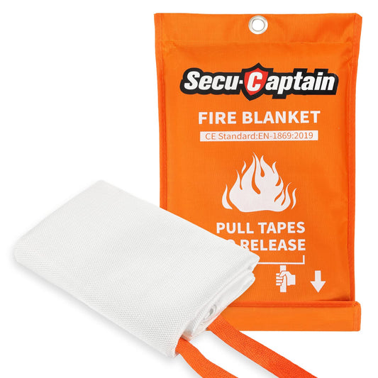 SecuCaptain Emergency Fire Blanket for Home and Kitchen - 40"x40" Flame Suppression Fiberglass Fire Blankets for House Camping Car Office Warehouse Emergency Survival Safety