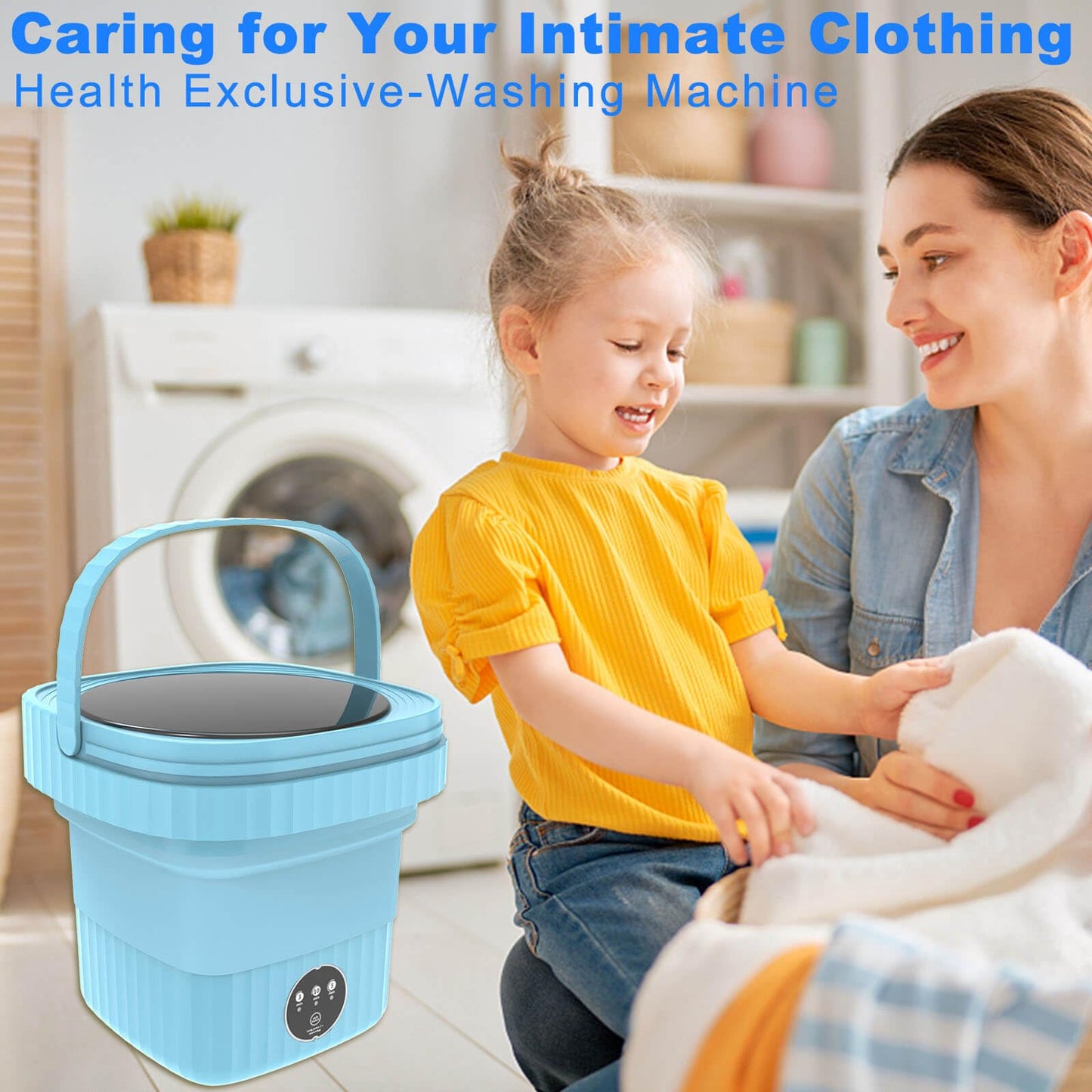 Portable Mini Washing Machine，Small Foldable Lavadora, Laundry Machine with Spin-Dry, Smart Washer with 3 Modes for Socks, Baby Clothes, Apartment, Travel, Camping