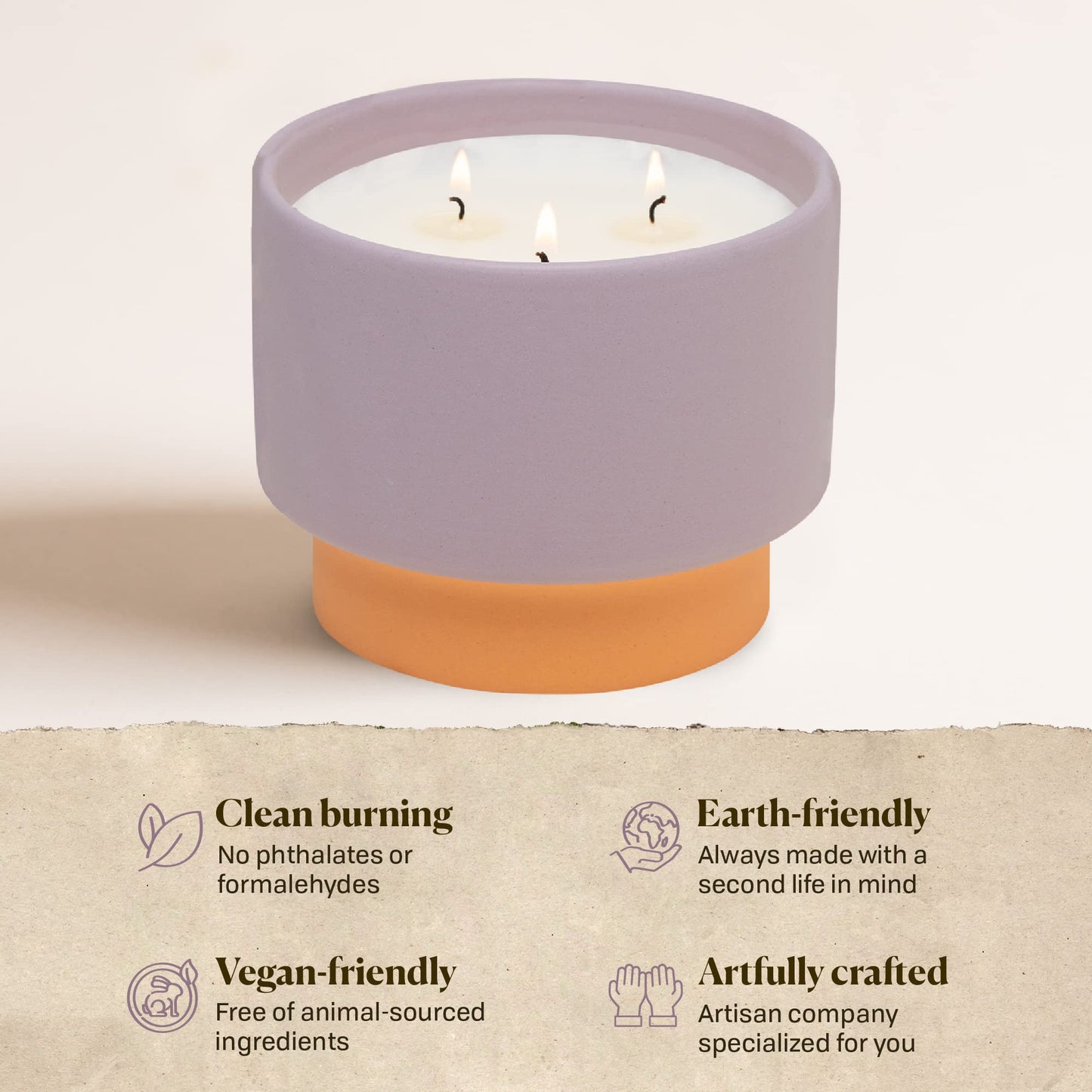 Paddywax Color Block Artisan Hand-Poured Scented Candle, 16-Ounce, Purple/Orange - Violet & Vanilla