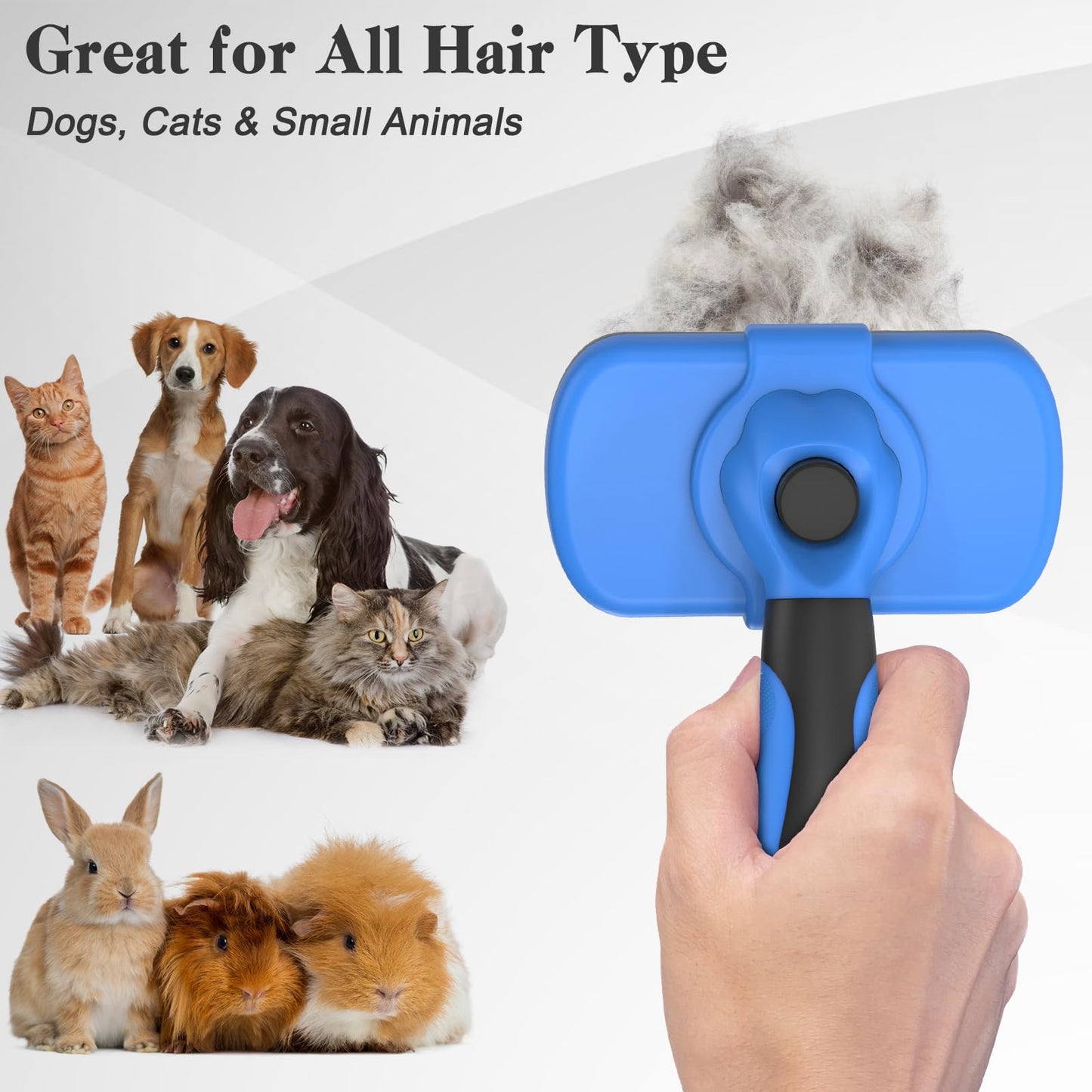 Swihauk Self Cleaning Slicker Brush for Dogs & Cats, Skin Friendly Grooming Cat Brush, Dog Brush for Shedding, Deshedding Brush, Hair Brush Puppy Brush for Haired Dogs, Pet Supplies Accessories, Blue