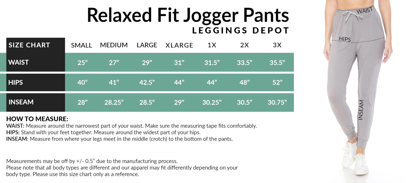 Leggings Depot Womens Relaxed fit Jogger Pants - Track Cuff Sweatpants with Pockets, Black, Small