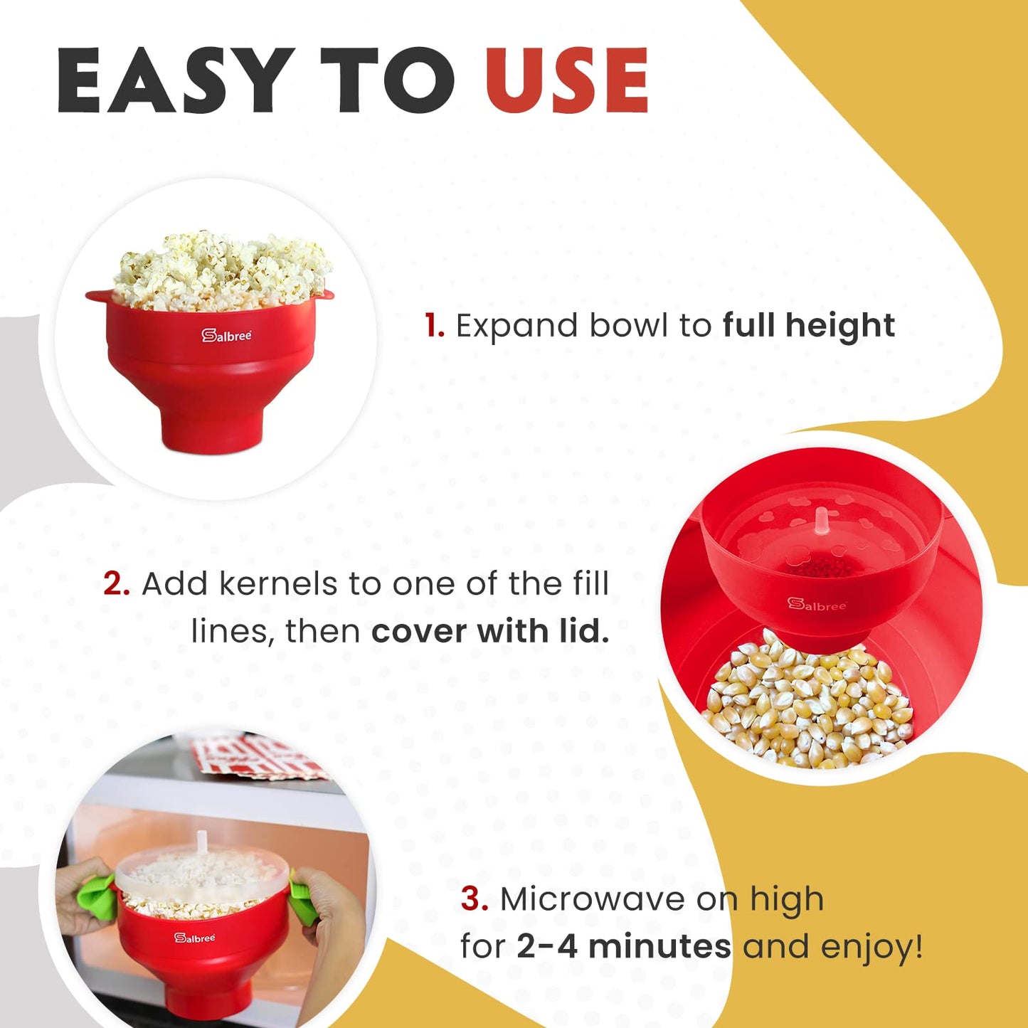 The Original Salbree Microwave Popcorn Popper, Silicone Popcorn Maker, Collapsible Microwavable Bowl - Hot Air Popper - No Oil Required - The Most Colors Available (Aqua)