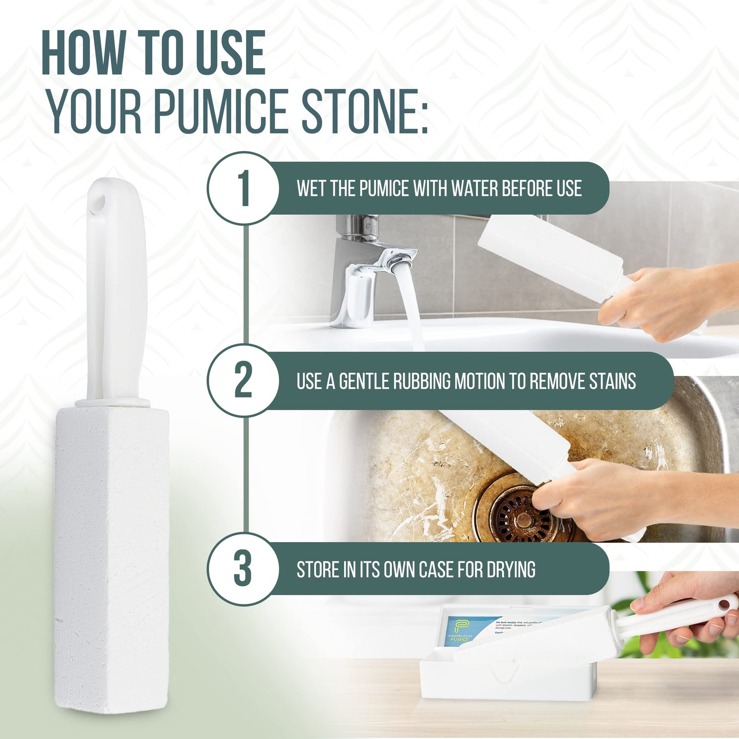 Powerstone Pumice Stone Toilet Bowl Cleaner with Handle (1-pack) - A Solution for Hard Water Stains on Toilets, Grills, Tiles, Grout & Pools