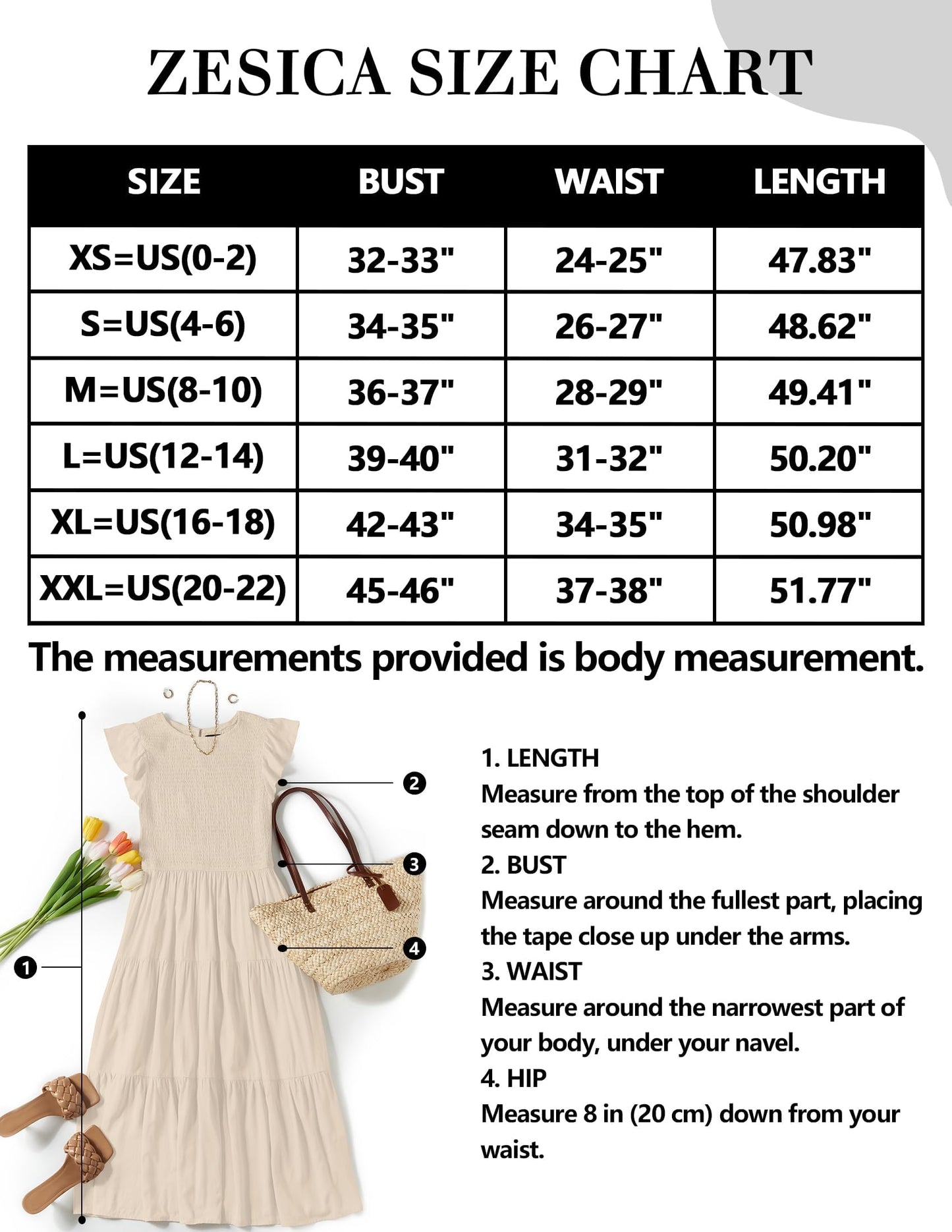 ZESICA Women's 2024 Summer Casual Flutter Short Sleeve Crew Neck Smocked Elastic Waist Tiered Midi Dress,Apricot,X-Small