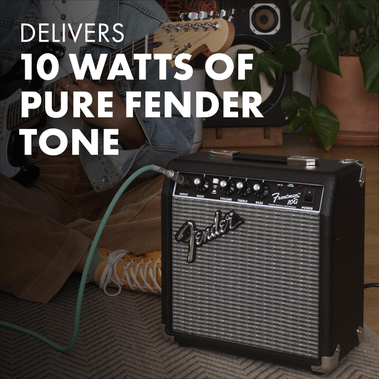 Fender Frontman 10G Guitar Amp, 10 Watts, with 2-Year Warranty, 6 Inch Fender Special Design Speaker, 5.75Dx10.25Wx11H Inches