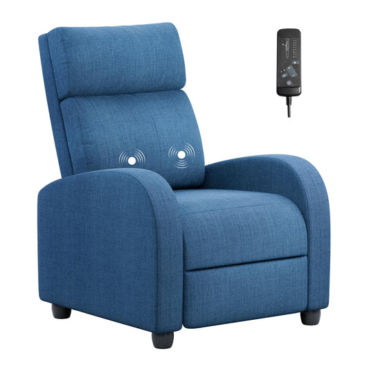Homall Recliner Chair, Recliner Sofa PU Leather for Adults, Recliners Home Theater Seating with Lumbar Support, Reclining Sofa Chair for Living Room (Fabric, Dark Blue)