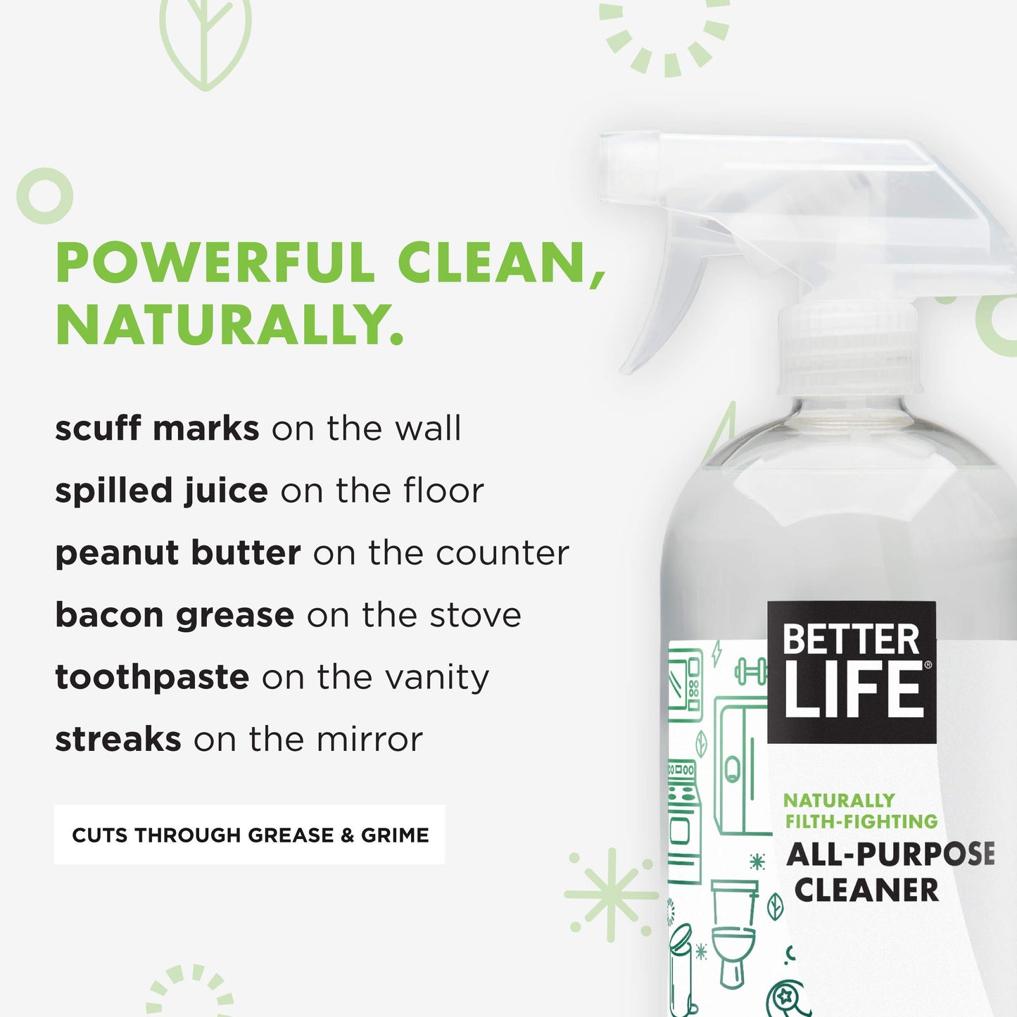 Better Life All Purpose Cleaner - Multipurpose Home and Kitchen Cleaning Spray for Glass, Countertops, Appliances, Upholstery & More - Multi-surface Spray Cleaner - 32oz (Pack of 2) Unscented