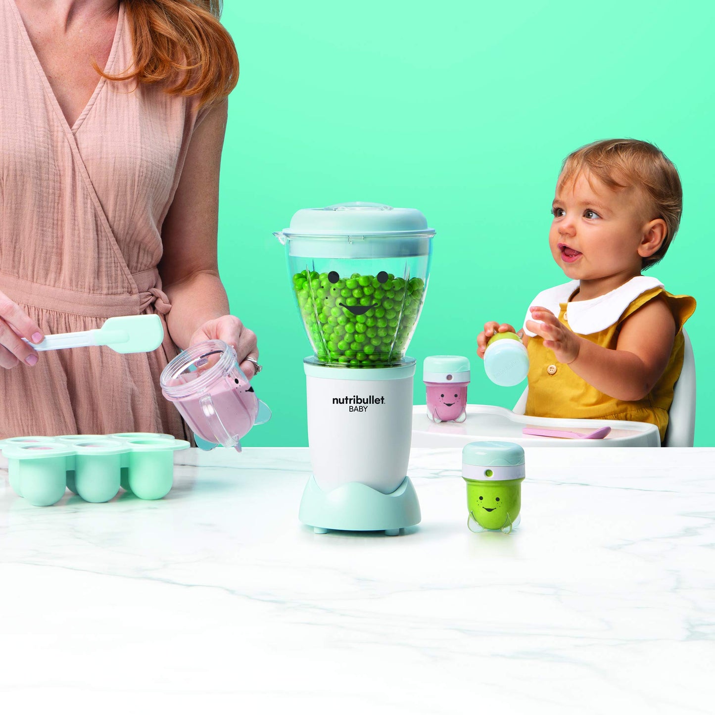 NutriBullet NBY-50100 Baby Complete Food-Making System, 32-Oz, White, Blue, Clear