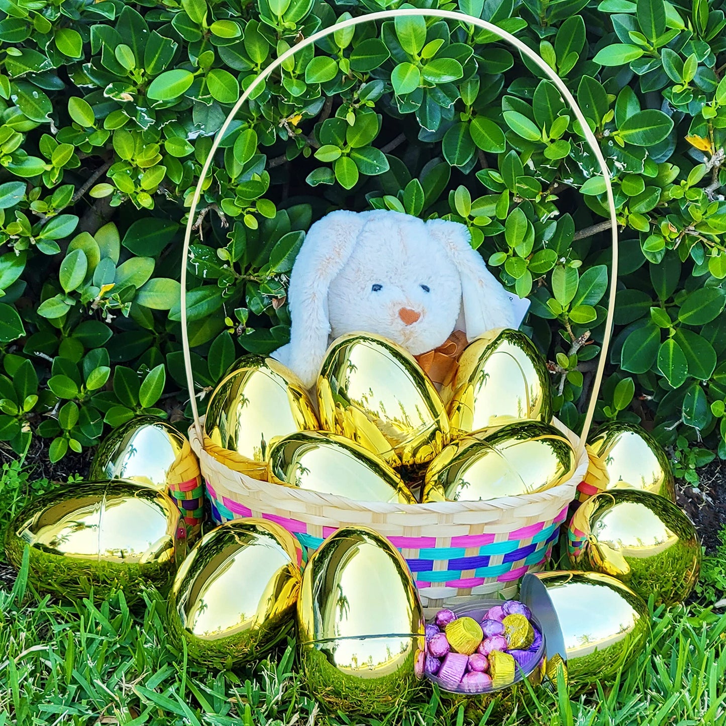 Chochkees Jumbo Golden Easter Eggs Metallic Gold, Goodie Basket Prize, 6" Inch (6-Pack)